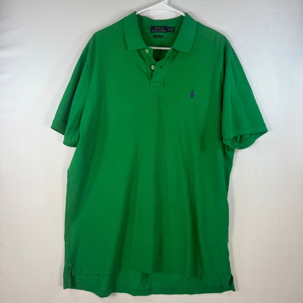 Polo Ralph Lauren Mens XL Classic Fit Green Pique Polo Shirt Purple Pony Logo